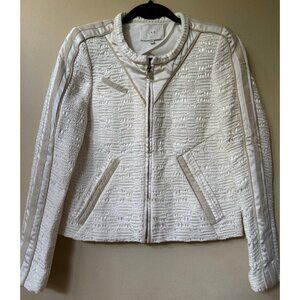 IRO Womens Felicity Jacket Ivory Size 8 ASO Kendall Jenner Silk Rocker Moto Edgy